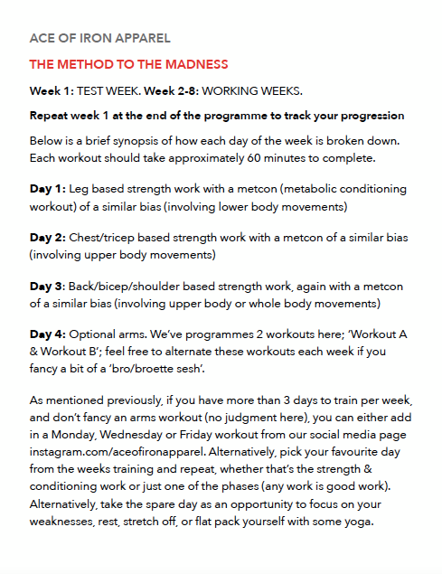 SWOLE & SXC TRAINING PROGRAMME